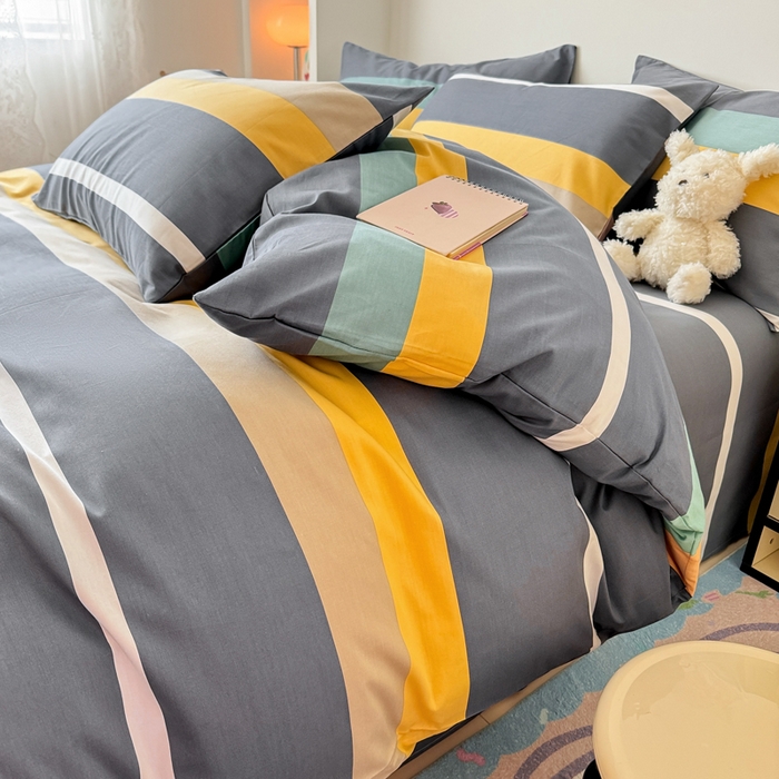 91家纺网 家纺一手货源 找家纺 慕尚 2025新款13070全棉小清新四件套 素条