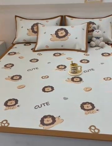 91家纺网 家纺一手货源 找家纺 全季家居 2024新款5A抗菌小清新数码印花冰藤席 床席款-小狮子