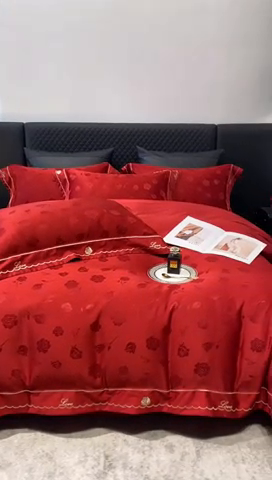 91家纺网 家纺一手货源 找家纺 （总）优悦生活馆 2024新款提花婚庆四件套