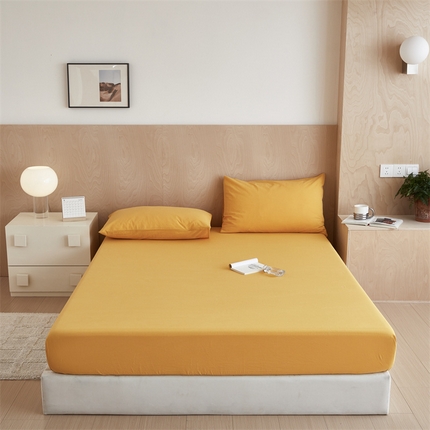 北欧良品 2024新款水洗棉单品床笠、床单--纯色款（床笠、床单） 姜黄