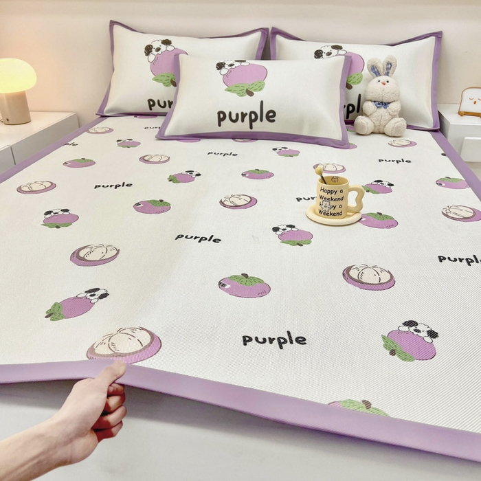 91家纺网 家纺一手货源 找家纺 全季家居 2024新款5A抗菌小清新数码印花冰藤席 床席款-山竹