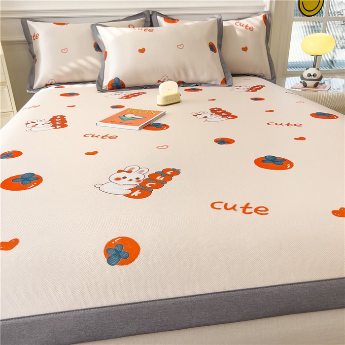 91家纺网 家纺一手货源 找家纺 孩子王家纺 2024新款凉感卡通冰丝席-成人款 好柿成双