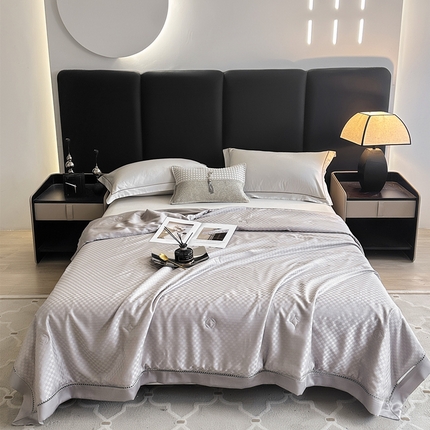 91家纺网 家纺一手货源 找家纺 蜜柚 2024新款60s莱赛尔天丝提花大豆夏被-格言系列（控价199以上） 格言灰