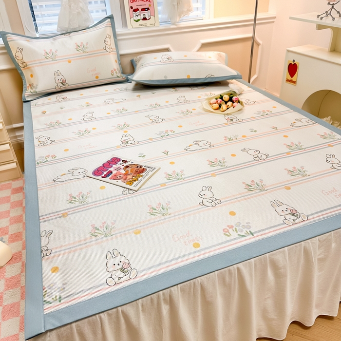 91家纺网 家纺一手货源 找家纺 慕尚 2025新款800D冰藤凉席 小白兔