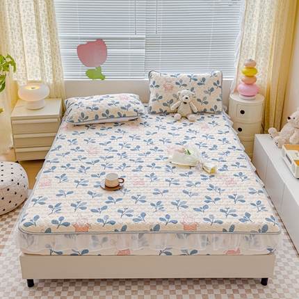 91家纺网 家纺一手货源 找家纺 （总）小萌虎 2024新款胶质凉席床笠花边款