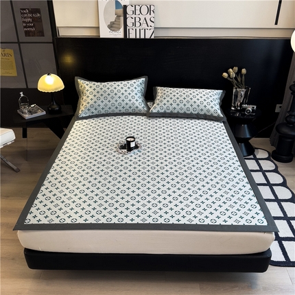 孩子王家纺 2024新款高档提花加厚凉感款冰丝席路易世家系列-成人凉席 路易世家-绿（高档提花 加厚凉感款）