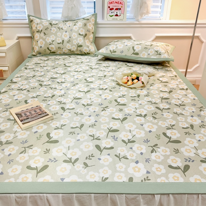 91家纺网 家纺一手货源 找家纺 慕尚 2025新款800D冰藤凉席 小碎花