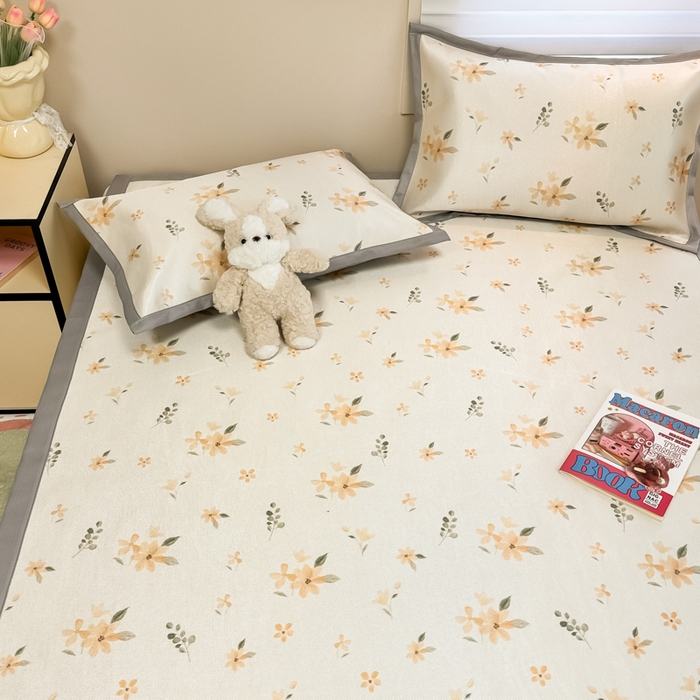 91家纺网 家纺一手货源 找家纺 2025新款慕尚600D数码印花冰丝凉席 金秋