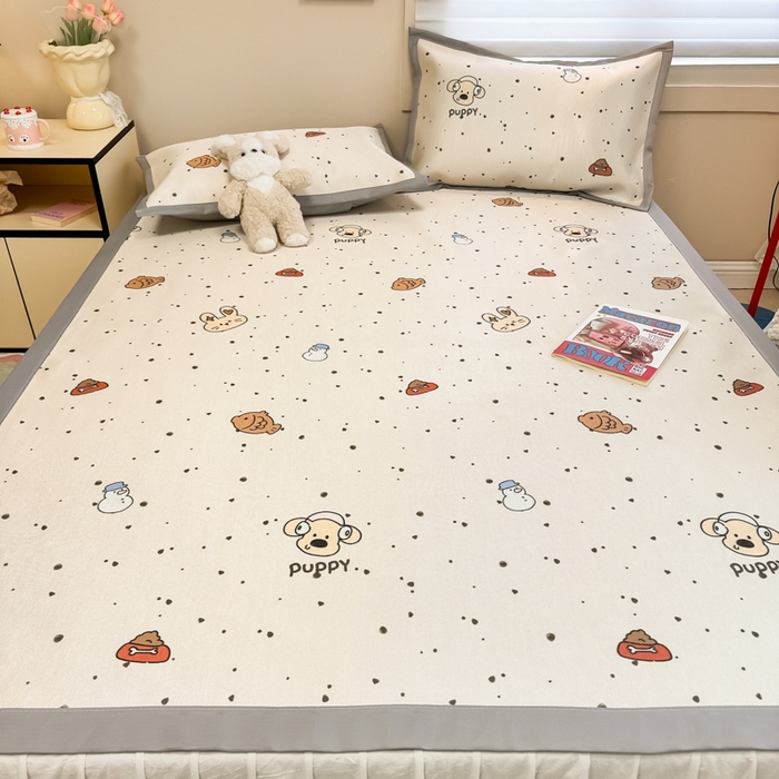 91家纺网 家纺一手货源 找家纺 2025新款慕尚600D数码印花冰丝凉席 绵绵动物