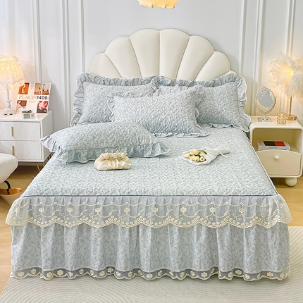 91家纺网 家纺一手货源 找家纺 （总）宜凡家纺 2024新款全棉夹棉印花床裙系列四件套