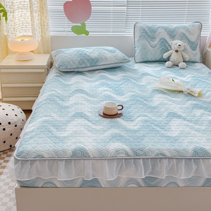 91家纺网 家纺一手货源 找家纺 （总）小萌虎 2024新款胶质凉席床笠花边款