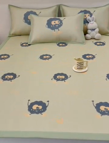 91家纺网 家纺一手货源 找家纺 全季家居 2024新款5A抗菌小清新数码印花冰藤席 床席款-小煤球