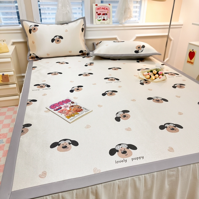 91家纺网 家纺一手货源 找家纺 慕尚 2025新款800D冰藤凉席 萌萌狗