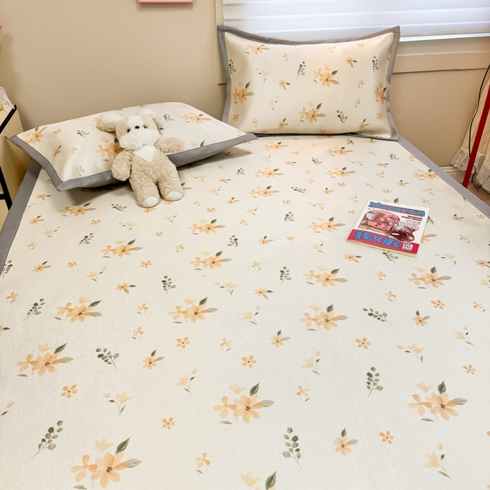 91家纺网 家纺一手货源 找家纺 2025新款慕尚600D数码印花冰丝凉席 金秋