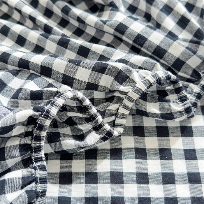 91家纺网 家纺一手货源 找家纺 北欧良品 2024新款水洗棉单品床笠、床单--格纹款（床笠、床单） 黑白小格