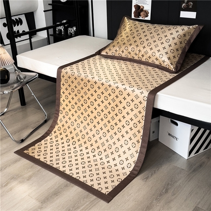 孩子王家纺 2024新款高档提花加厚凉感款冰丝席路易世家系列-单人凉席 路易世家-咖（高档提花 加厚凉感款）