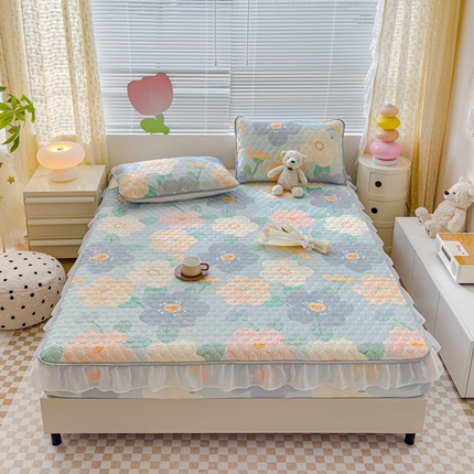 91家纺网 家纺一手货源 找家纺 （总）小萌虎 2024新款胶质凉席床笠花边款