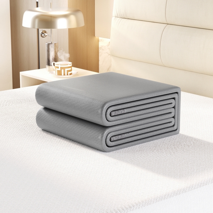 91家纺网 家纺一手货源 找家纺 爱宝被业 2025新款冰丝凉席刺绣款 灰色