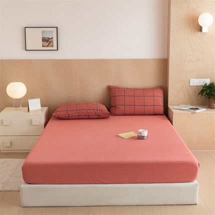 北欧良品 2024新款水洗棉单品床笠、床单--纯色款（床笠、床单） 桔红