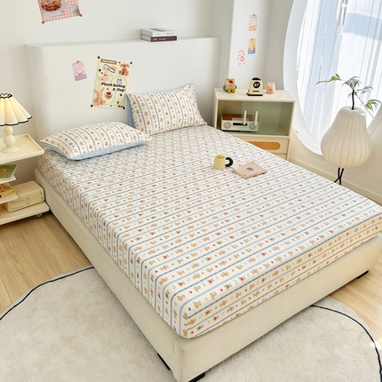 柠馨 2024新款全棉印花床笠套件随心配系列 熊熊乐园