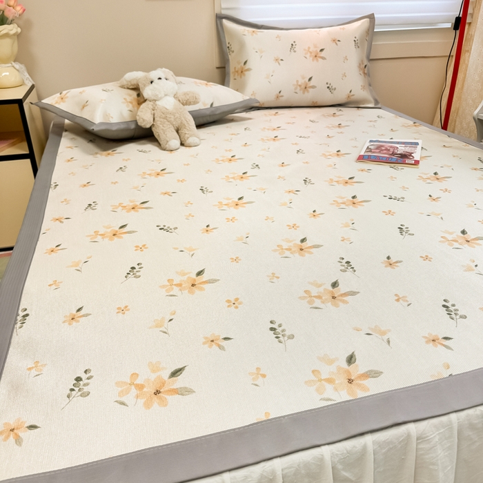 91家纺网 家纺一手货源 找家纺 2025新款慕尚600D数码印花冰丝凉席 金秋