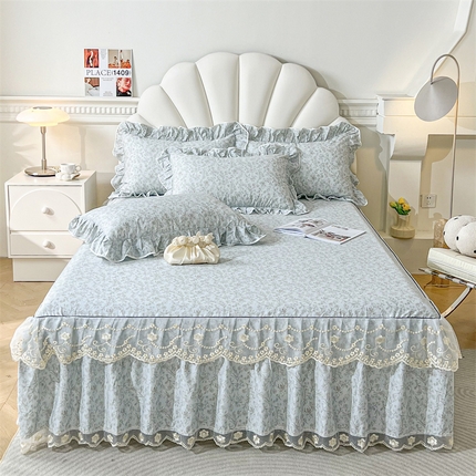 91家纺网 家纺一手货源 找家纺 （总）宜凡家纺 2024新款全棉印花单层床裙系列四件套