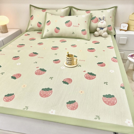 91家纺网 家纺一手货源 找家纺 （总）全季家居 2024新款5A抗菌小清新数码印花冰藤席