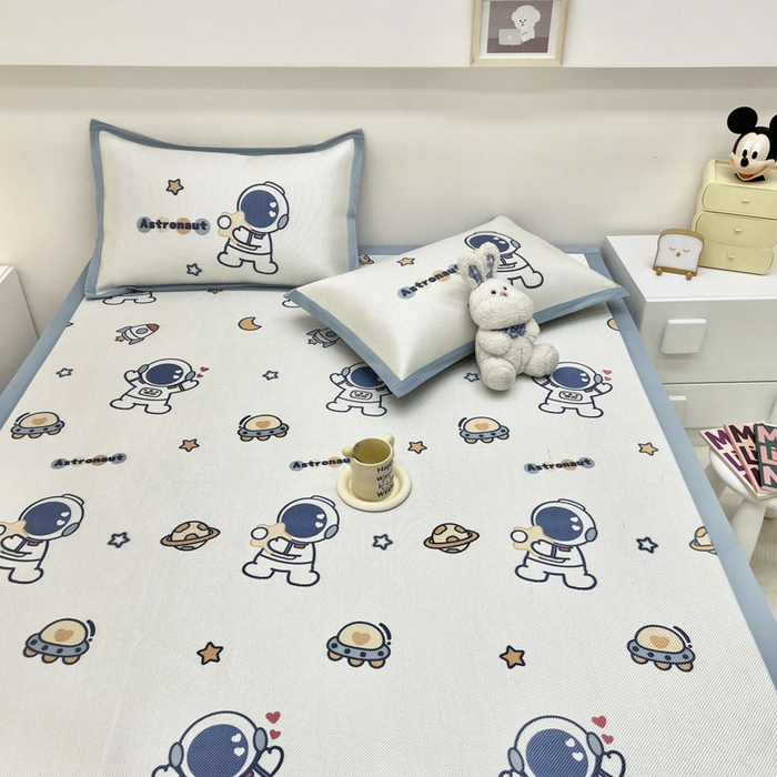 91家纺网 家纺一手货源 找家纺 全季家居 2024新款5A抗菌小清新数码印花冰藤席 床席款-星空世界