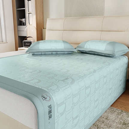 91家纺网 家纺一手货源 找家纺 （总）爱宝被业 2025新款冰丝凉席提花刺绣字母款直播爆款,深灰,灰,粉,紫,蓝