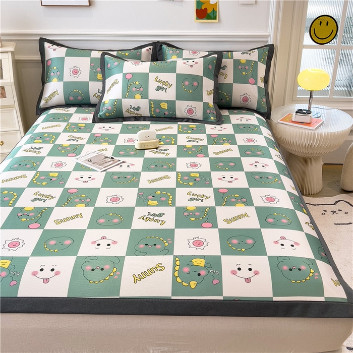 91家纺网 家纺一手货源 找家纺 孩子王家纺 2024新款凉感卡通冰丝席-成人款 恐龙宝贝