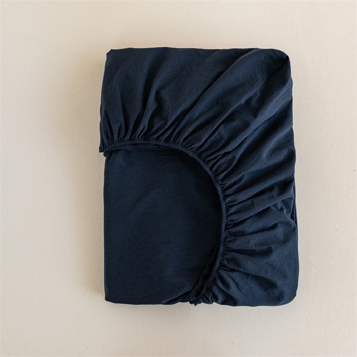 91家纺网 家纺一手货源 找家纺 北欧良品 2024新款水洗棉单品床笠、床单--纯色款（床笠、床单） 藏青