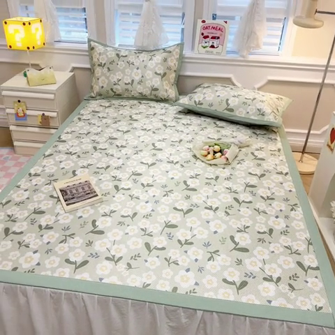 91家纺网 家纺一手货源 找家纺 慕尚 2025新款800D冰藤凉席 小碎花