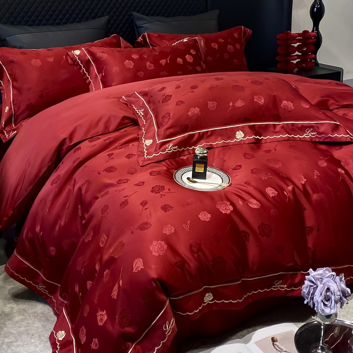 91家纺网 家纺一手货源 找家纺 （总）优悦生活馆 2024新款提花婚庆四件套