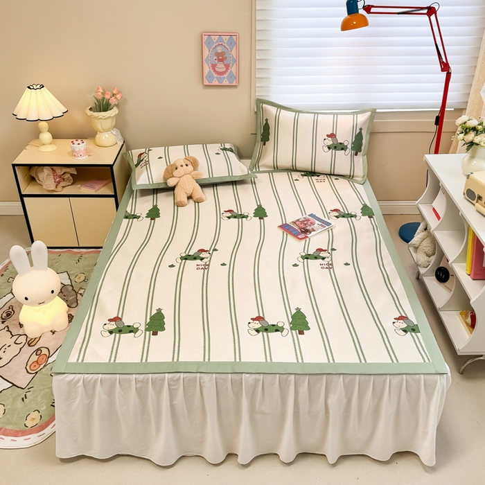 91家纺网 家纺一手货源 找家纺 2025新款慕尚600D数码印花冰丝凉席 健身狗