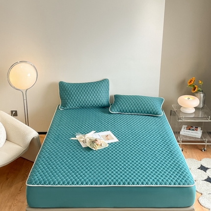 91家纺网 家纺一手货源 找家纺 （总）欧邦 新款纯色A类凉感丝乳胶床笠三件套