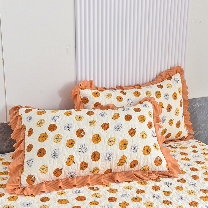 91家纺网 家纺一手货源 找家纺 梦柏家纺 2024新款亲肤泡泡棉夹棉床盖夏被四件套 小南瓜