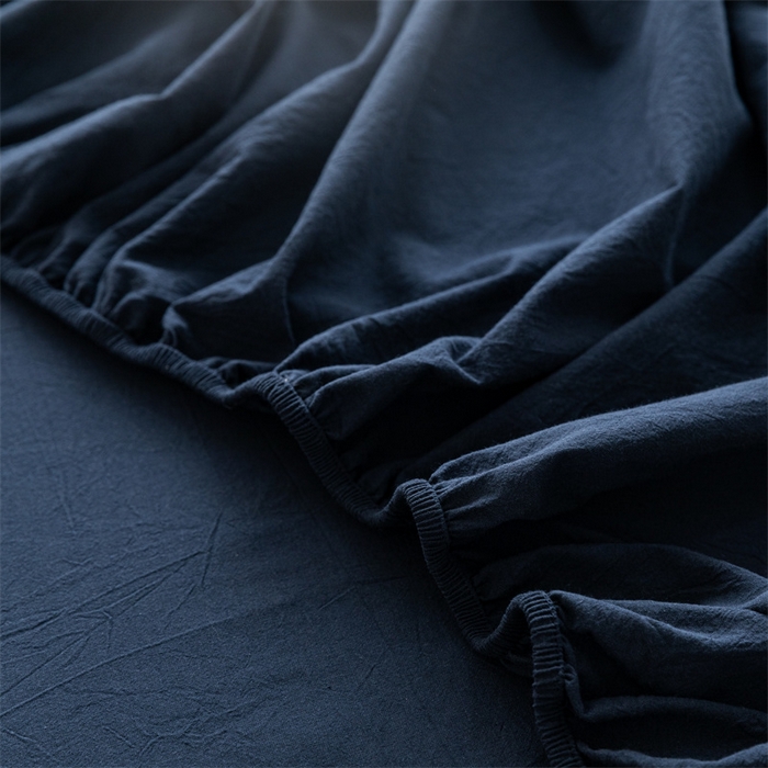 91家纺网 家纺一手货源 找家纺 北欧良品 2024新款水洗棉单品床笠、床单--纯色款（床笠、床单） 藏青