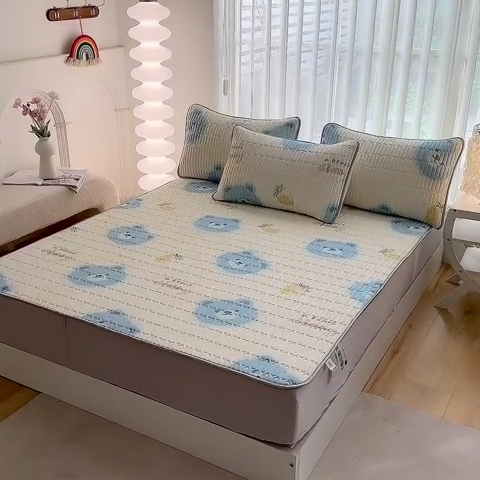 91家纺网 家纺一手货源 找家纺 凌云家纺 2025新款A类乳胶凉席0.8打孔乳胶系列凉席床笠 高级灰