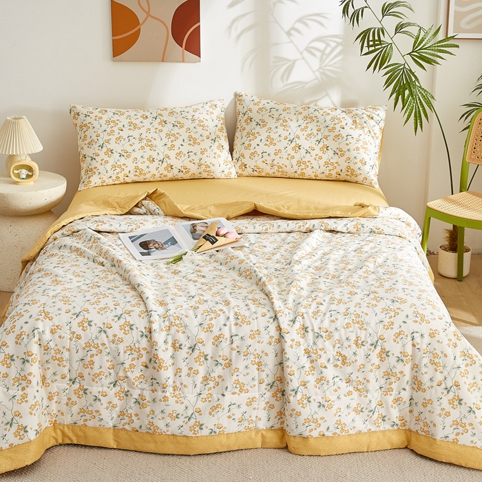 91家纺网 家纺一手货源 找家纺 海洋家纺 2025新款A类里外全棉棉花夏被四件套 风格二 春风拂面