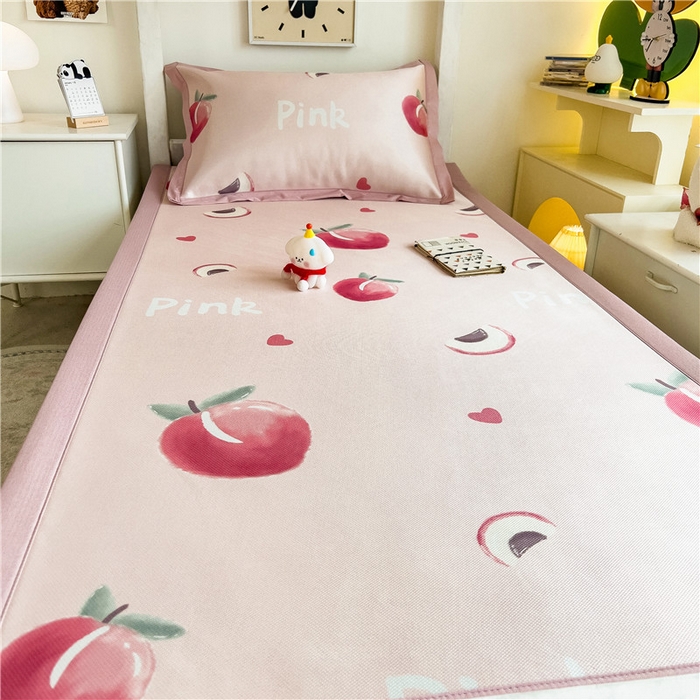 91家纺网 家纺一手货源 找家纺 孩子王家纺 2024新款凉感卡通冰丝席-学生款 粉桃桃