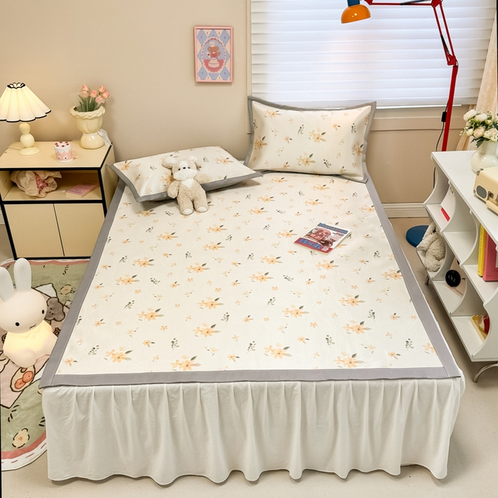 91家纺网 家纺一手货源 找家纺 2025新款慕尚600D数码印花冰丝凉席 金秋