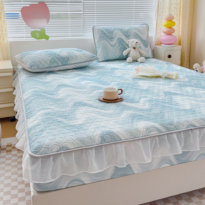 91家纺网 家纺一手货源 找家纺 （总）小萌虎 2024新款胶质凉席床笠花边款