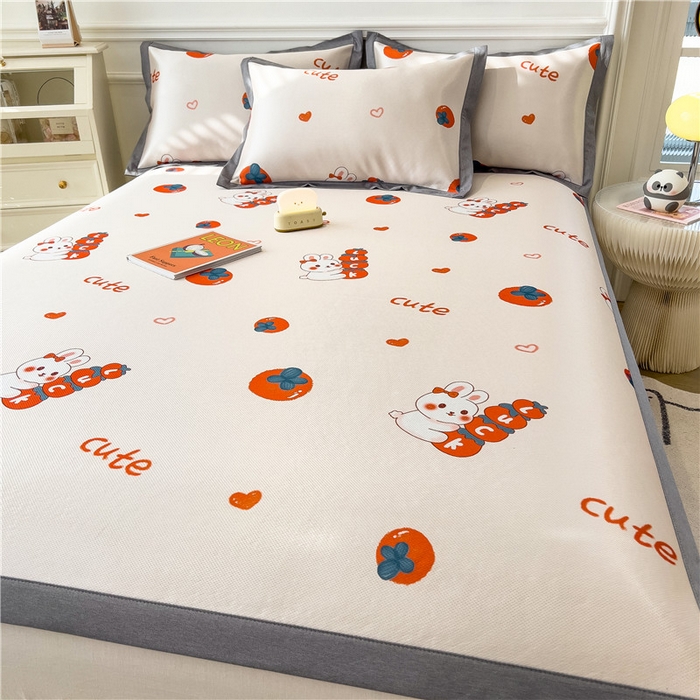 91家纺网 家纺一手货源 找家纺 孩子王家纺 2024新款凉感卡通冰丝席-成人款 好柿成双