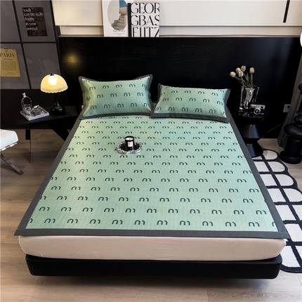 孩子王家纺 2024新款高档提花加厚凉感款冰丝席路易世家系列-成人凉席 minmin-绿（高档提花 加厚凉感款）