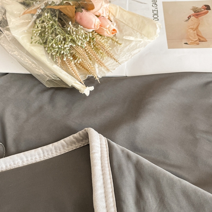 91家纺网 家纺一手货源 找家纺 欧邦 新款纯色A类凉感丝乳胶床笠三件套 深灰