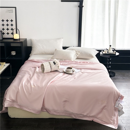 91家纺网 家纺一手货源 找家纺 雅高 2024新款100%桑蚕丝莱赛尔提花蚕丝夏被空调被被子被芯 奢华粉