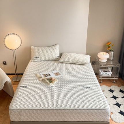 91家纺网 家纺一手货源 找家纺 欧邦 新款纯色A类凉感丝乳胶床笠三件套 银河灰