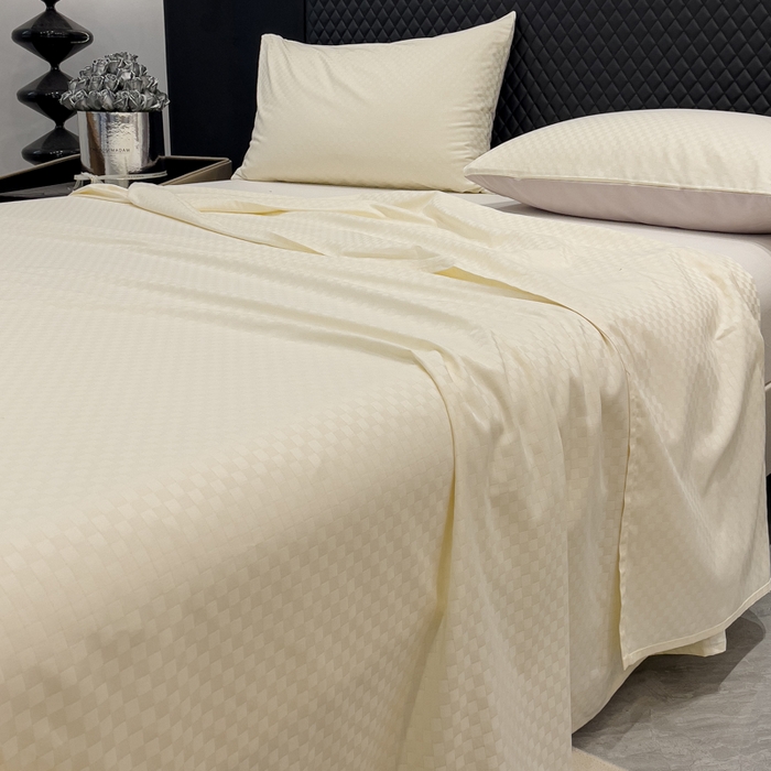 91家纺网 家纺一手货源 找家纺 （总）金鑫汇 2024新款提花小方格全棉套件单品系列-单床单