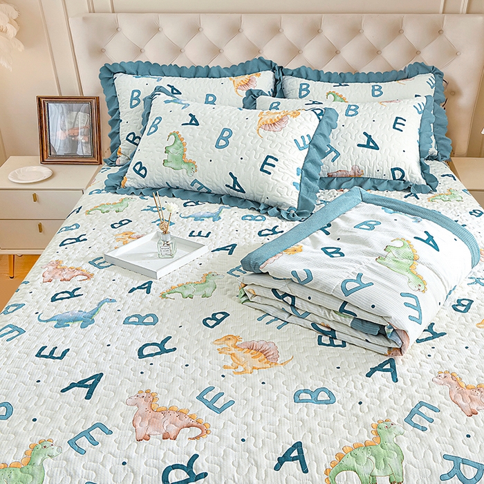 91家纺网 家纺一手货源 找家纺 梦柏家纺 2024新款亲肤泡泡棉夹棉床盖夏被四件套 纪元