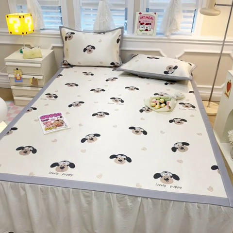 91家纺网 家纺一手货源 找家纺 慕尚 2025新款800D冰藤凉席 萌萌狗